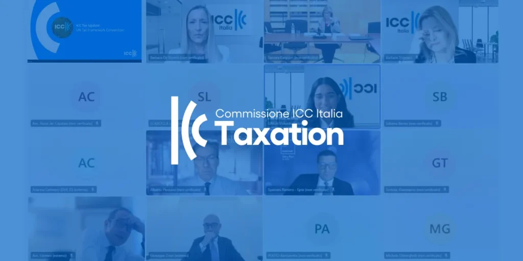 Cover notizia della riunione Commissione Taxation ICC Italia riunione 29 ottobre 2025, nella foto la riunione online con i volti dei partecipanti