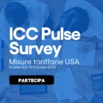 Cover articolo ICC Survey sulle misure tariffarie USA con scadenza 10 ottobre 2025, raffigurante persone al lavoro attorno a un tavolo con documenti e laptop.