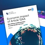 Copertina del report “Economic impact of Article 12AA” di ICC e Oxford Economics sull’impatto della tassazione ONU sui servizi transfrontalieri