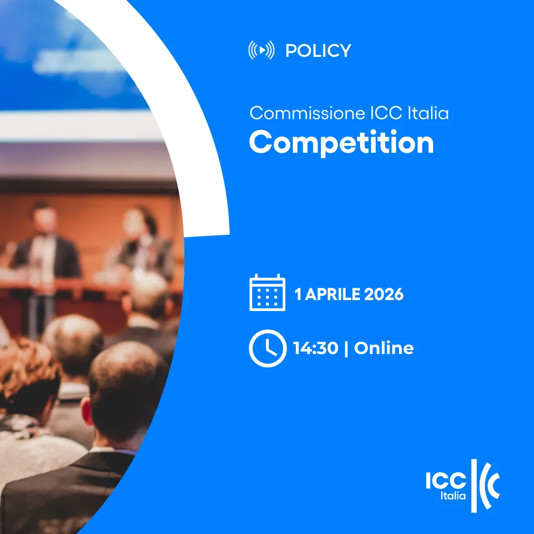 Cover della riunione della Commissione Competition di ICC Italia del 1 aprile 2026 che si svolgerà online.