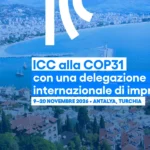 Nell'immagine veduta aerea di Antalya e testo "ICC alla COP31 con una delegazione internazionale di imprese"